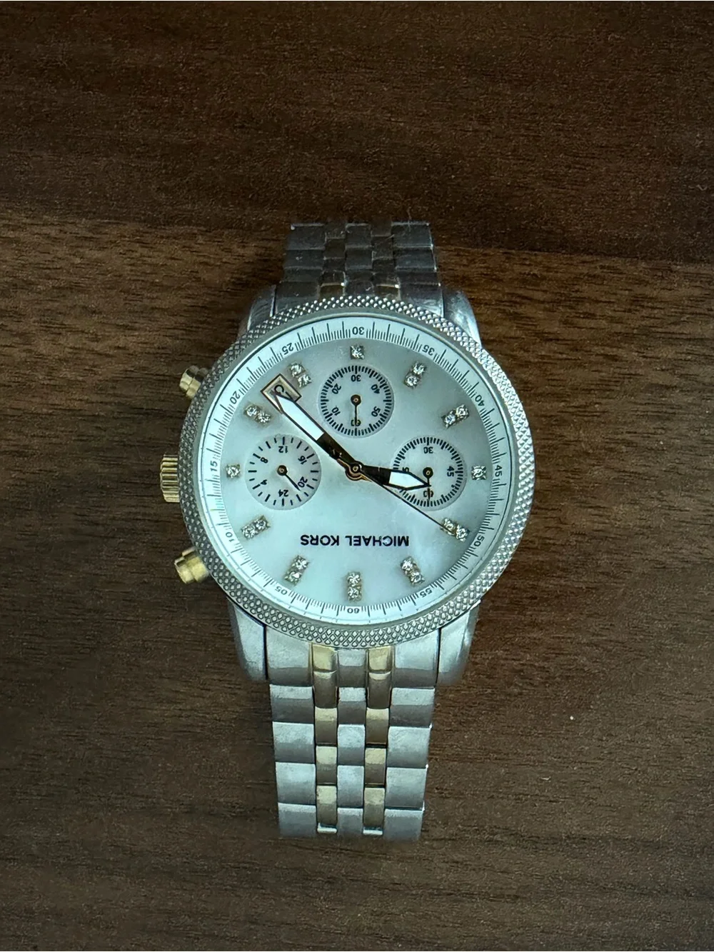 Michael Kors Two-Tone Silver and Gold Crystal Dial Chronograph Watch - Picture 1 of 2